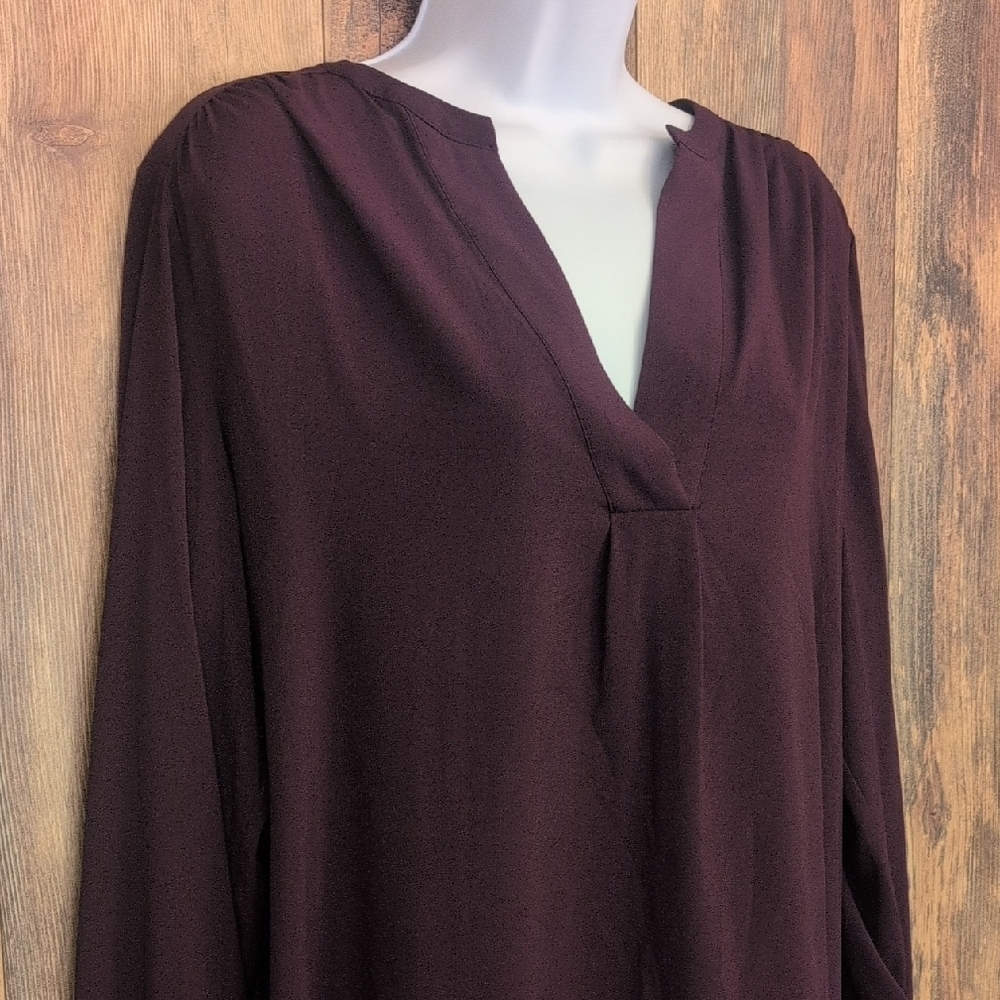 Calvin Klein Women's Purple V-Neck Blouse 2X                               -815H